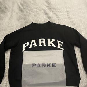 NEW Parke Black/White Varsity Mockneck Sweatshirt RARE !
